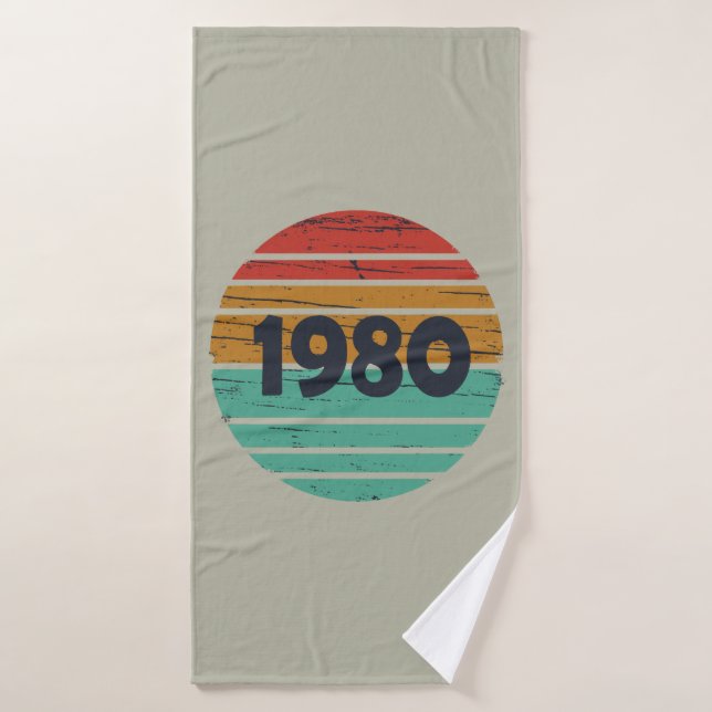 Né en 1980 cadeau d'anniversaire vintage (Serviette de bain)