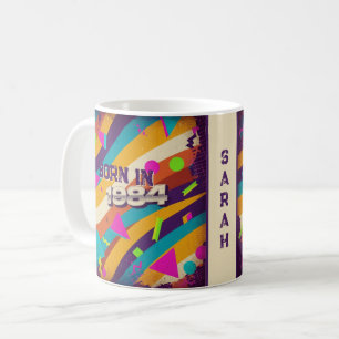 Né en 1984 Mug personnalisé - 80s Neon Geometry