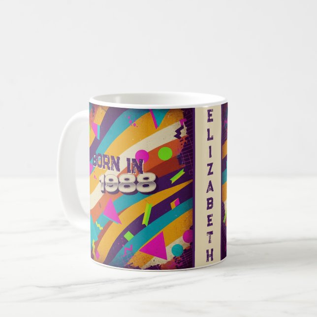 Né en 1988 Mug personnalisé - 80s Neon Geometry (Devant gauche)