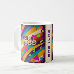 Né en 1989 Mug personnalisé - 80s Neon Geometry
