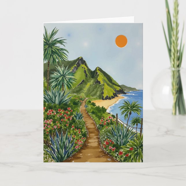 Ne Pali Küste Kauai Hawaii Watercolor Dankeskarte (Vorderseite)