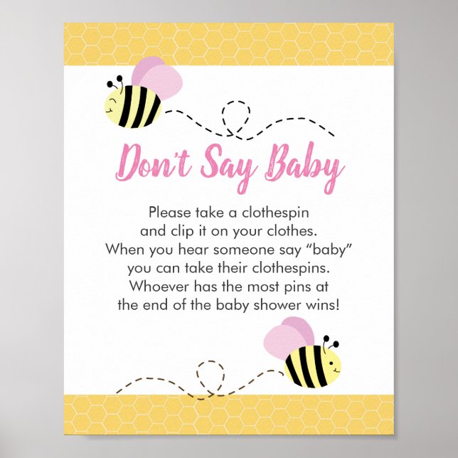 Ne pas dire Baby Bumble Bee Baby shower Poster (Devant)
