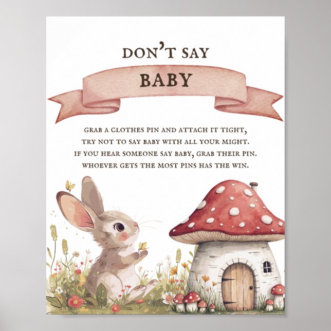 Ne pas dire Baby Bunny Poster Baby shower (Devant)