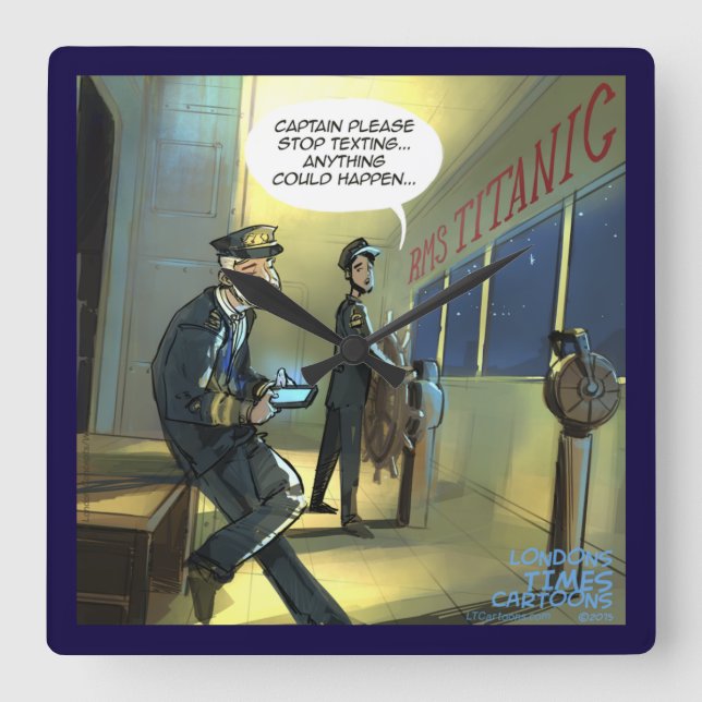 Ne pas texter et Titanic drôle horloge murale (Recto)