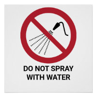Ne pas vaporiser avec de l'eau, signe d'interdicti