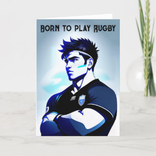 "Né Pour Jouer Au Rugby" - Carte De Voeux De Rugby