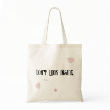 Ne regarde pas à l'intérieur. Sac fourre-tout