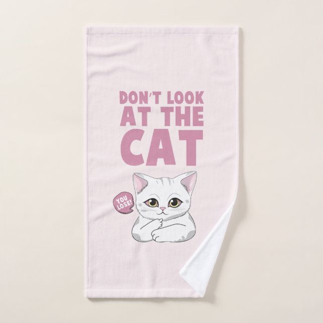 Ne regardez pas le chat - Drôle chat blanc (Serviette à main)