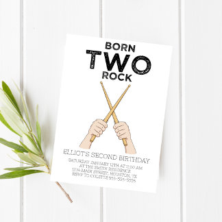 Né Two Rock Second Birthday Party Invitation