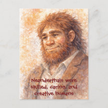 Neandertaler-Porträt Aquarell Lustige Postkarte