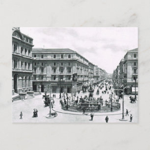 Neapel, 1908, Stadtzentrum und Kreisverkehr Postkarte