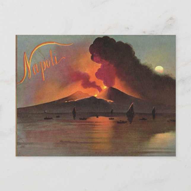 Neapel, 1908, Vesuv und die Bucht von Neapel Postkarte (Vorderseite)