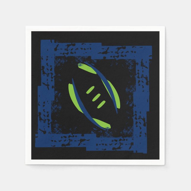 Neapel: Blau/Grün/Schwarz-Coctail Serviette (Vorderseite)