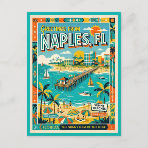 Neapel FL Golfküste Retro 1960er Jahre Whimsical Postkarte