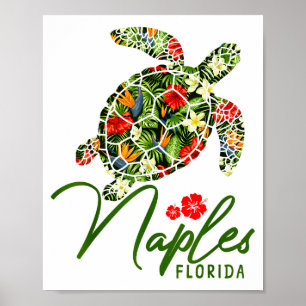 Neapel Florida Meeresschildkröte Tropischer Hibisk Poster