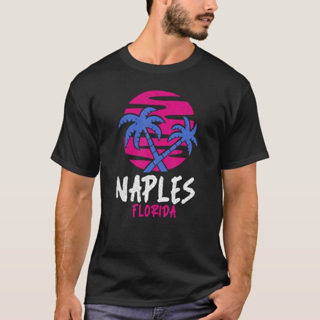 Neapel Florida Palm Trees Souvenir 80er Florida T-Shirt (Vorderseite)