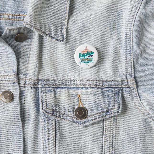 Neapel Florida Retro Vintag explodierender Sonnenu Button (Beispiel)