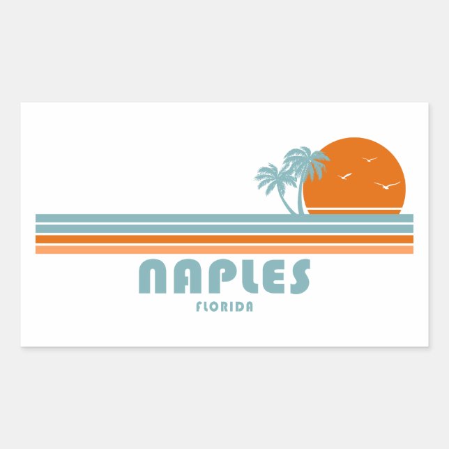 Neapel Florida Sun Palm Trees Rechteckiger Aufkleber (Vorderseite)