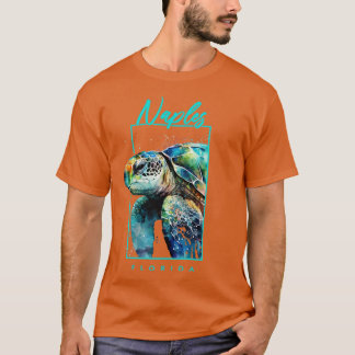 Neapel Florida Wasserfarbenes Meer Schildkröte Por T-Shirt