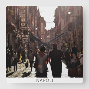 Neapel-Gebäude (Neapel) Quadratische Wanduhr