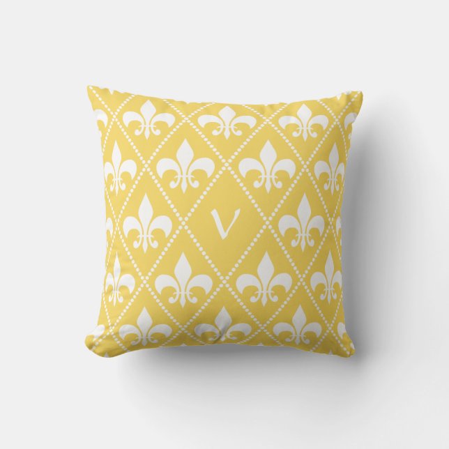 Neapel Gelbe Lilie mit Monogramm Kissen (Vorderseite)