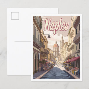 Neapel Italien Jahrgang Reise Illustration Postkarte