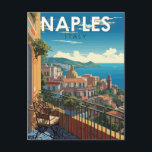Neapel Italien Reisen Kunst Vintag Postkarte<br><div class="desc">Neapel Retro Vektor Reise Design. Neapel ist die regionale Hauptstadt Kampaniens und die drittgrößte Stadt Italiens nach Rom und Mailand.</div>
