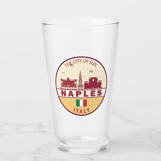 Neapel Italien Skyline Emblem Glas (Vorderseite)