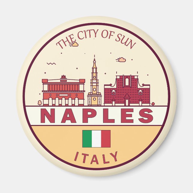 Neapel Italien Skyline Emblem Magnet (Vorne)
