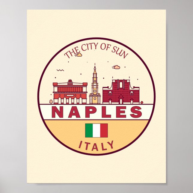 Neapel Italien Skyline Emblem Poster (Vorne)