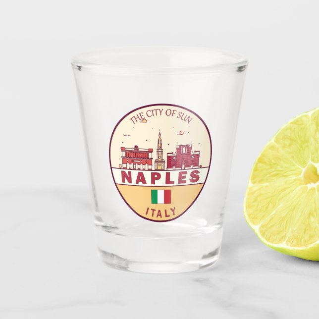 Neapel Italien Skyline Emblem Schnapsglas (Vorderseite)