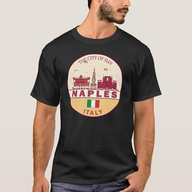 Neapel Italien Skyline Emblem T-Shirt (Vorderseite)