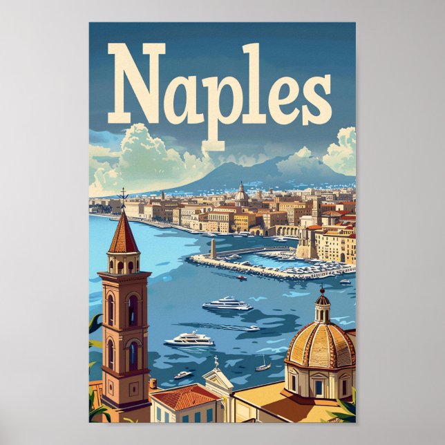 Neapel Italien Vintag Retro Reisevorführung Poster (Vorne)