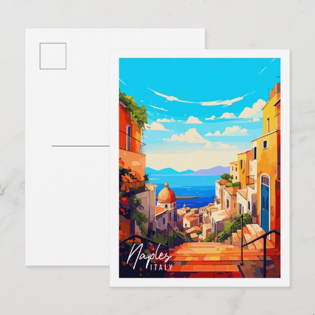 Neapel Italien Vintage Reise Illustration Postkarte (Vorne/Hinten)