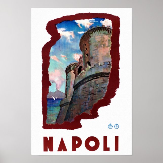 Neapel Italien Vintage Reiseplaner restauriert Poster (Vorne)
