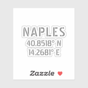 Neapel Latitude und Longitude Koordinaten Vinyl Aufkleber