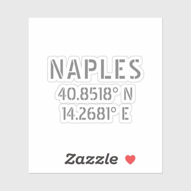 Neapel Latitude und Longitude Koordinaten Vinyl Aufkleber (Blatt)