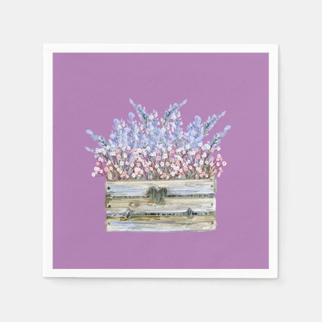 Neapel mit Blume in Imitaten Holzcontainer Serviette (Vorderseite)