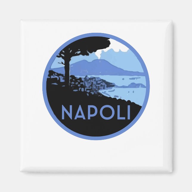 Neapel Monte Vesuvius - Retro Neapel Italien Magnet (Vorne)
