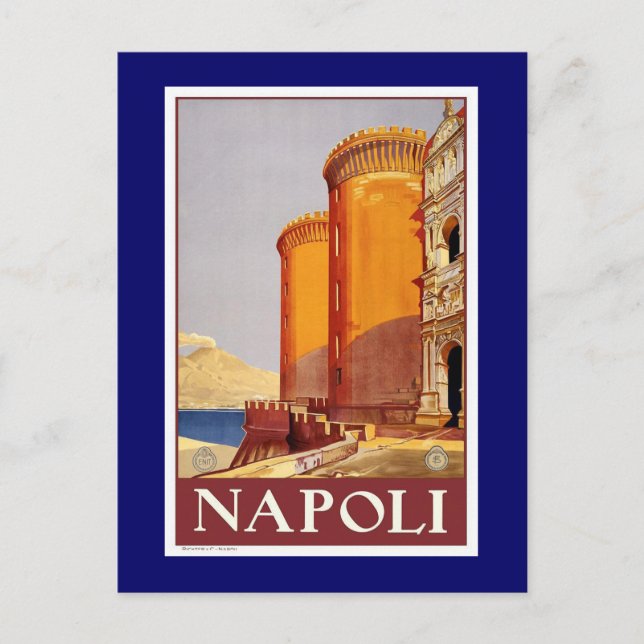 "Neapel" Vintage Travel Poster Postkarte (Vorderseite)
