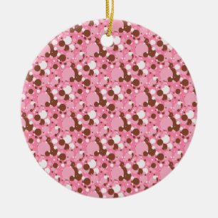 Neapolitan Dots 02 Rosa Dunkle RUNDE ORNAMENT