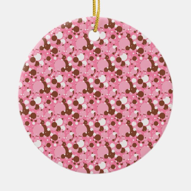 Neapolitan Dots 02 Rosa Dunkle RUNDE ORNAMENT (Vorne)