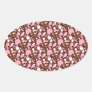 Neapolitan Dots 03 Braune M-OVAL SCHALTFLÄCHER Ovaler Aufkleber