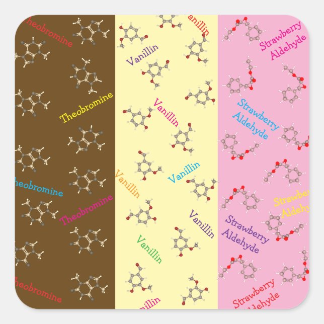 Neapolitan Ice Cream Chemie Party Quadratischer Aufkleber (Vorderseite)