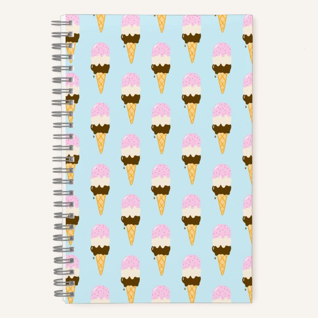 Neapolitan Ice Cream Cone Pattern Notizbuch (Vorderseite)