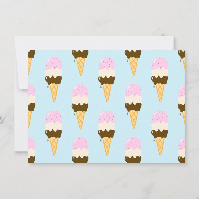 Neapolitan Ice Creme Cone Muster Einladung (Vorderseite)