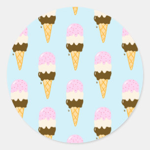 Neapolitan Ice Creme Cone Muster Runder Aufkleber