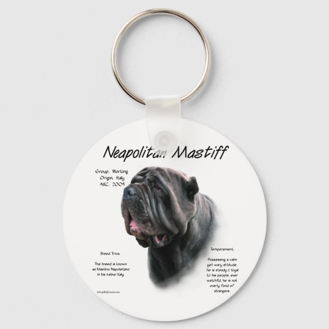 Neapolitan Mastiff (blk) Geschichtsdesign Schlüsselanhänger (Vorderseite)