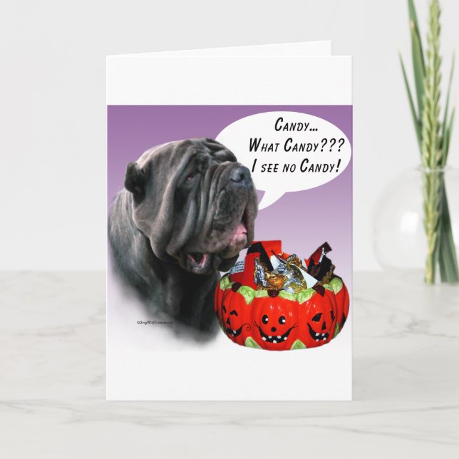 Neapolitan Mastiff Halloween Candy Karte (Vorderseite)