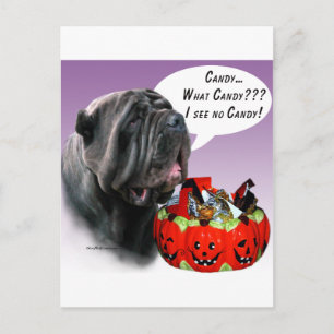 Neapolitan Mastiff Halloween Candy Postkarte